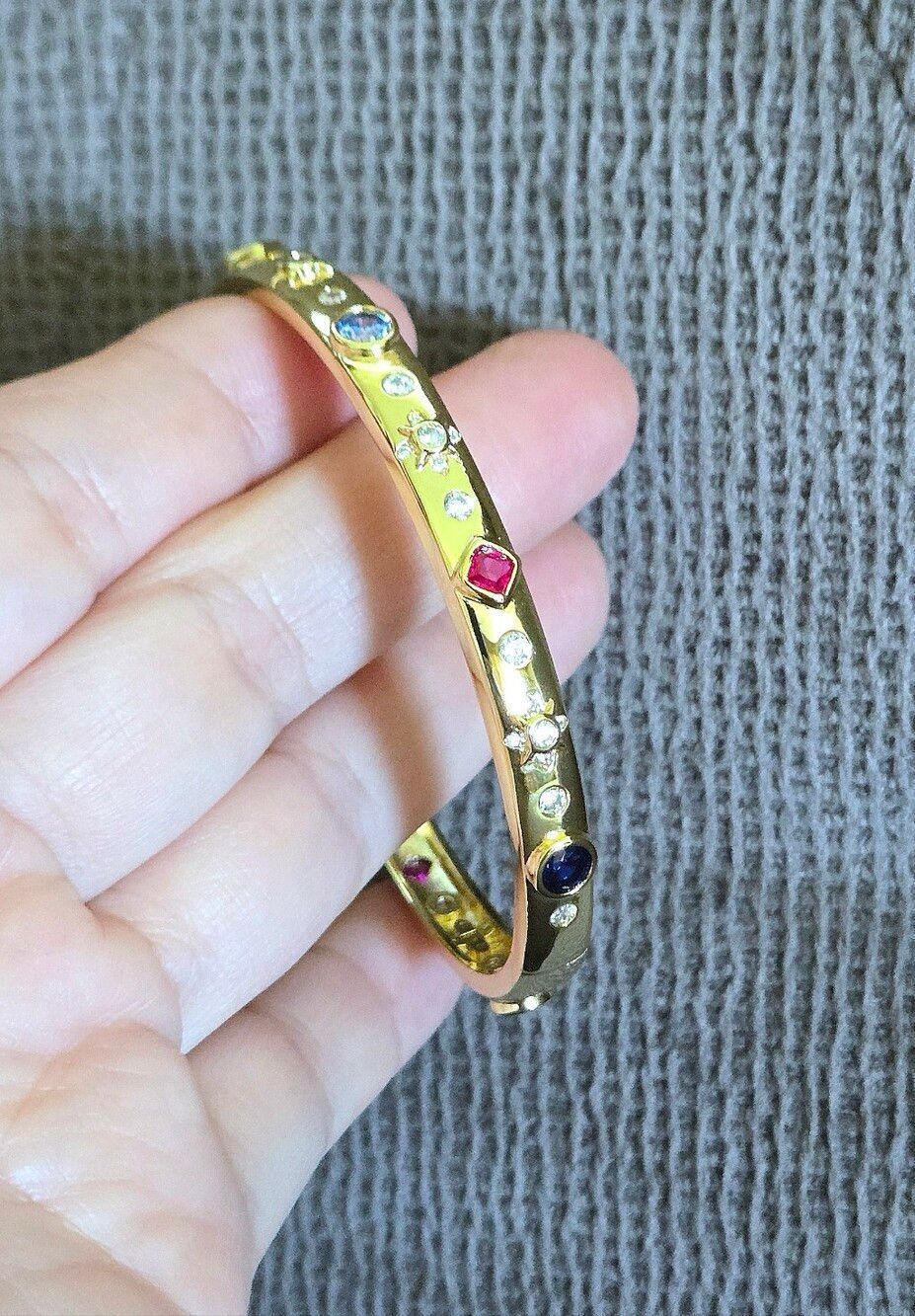 Zeyzey Thin Gold💛 Hinged Bracelet with Cubic Zirconias💎 - NWT - Picture 3 of 16
